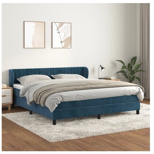 VidaXL Box spring postelja z vzmetnico temno modra 160x200 c Slike