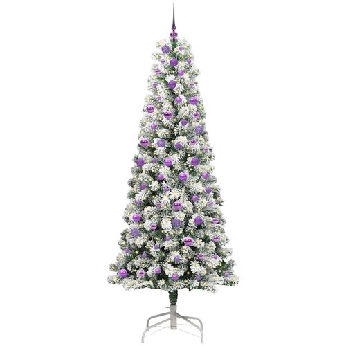 VidaXL Umjetno božićno drvce s nogom Zelena i bijela 240 cm PVC Slike