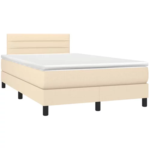 vidaXL Box spring postelja z vzmetnico krem 120x190 cm blago, (21111597)