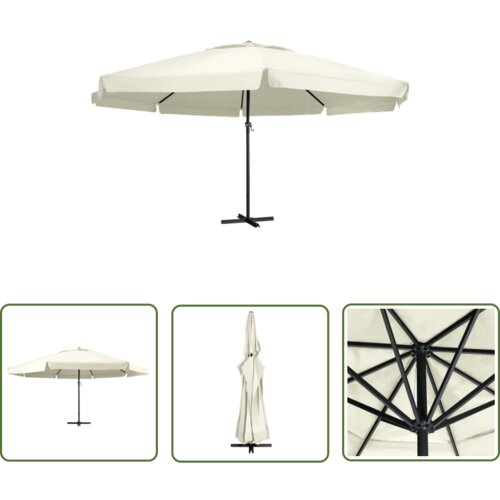  The Living Store Zunanji senčnik z aluminijastim drogom 600 cm peščeno bel - Senčnik, (21742697) Cene