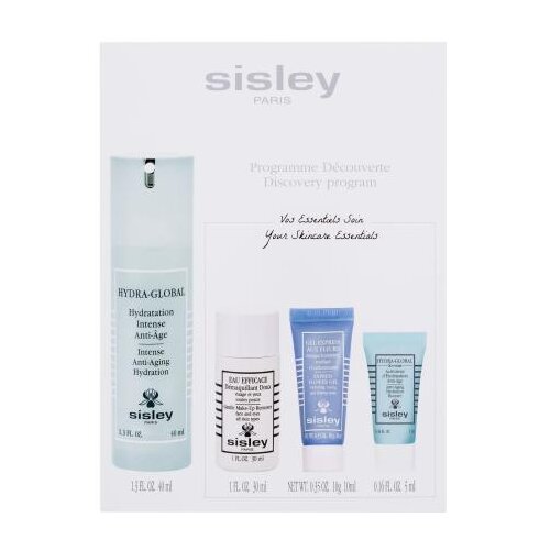 Sisley Hydra-Global Discovery Program Set krema za obraz Hydra-Global Intense Anti-Aging Hydration 40 ml + odstranjevalec ličil za obraz Eau Efficace Gentle Make-Up Remover 30 ml + maska za obraz Express Flower Gel 10 ml + serum za obraz Hydra-Global Serum Anti-Aging Hydration Booster 5 ml za ženske Cene