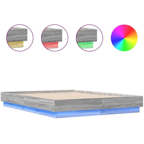 Maison Chic Posteljni okvir - Dvoposteljna postelja - Zakonska postelja z LED diodami siva sonoma 120x190 cm, (21694160) Slike