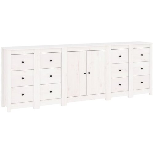 VidaXL Komoda bela 230x35x80 cm trdna borovina, (20654895) Slike