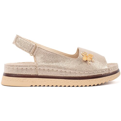 GOODIN Gold platform sandals with a pin Cene