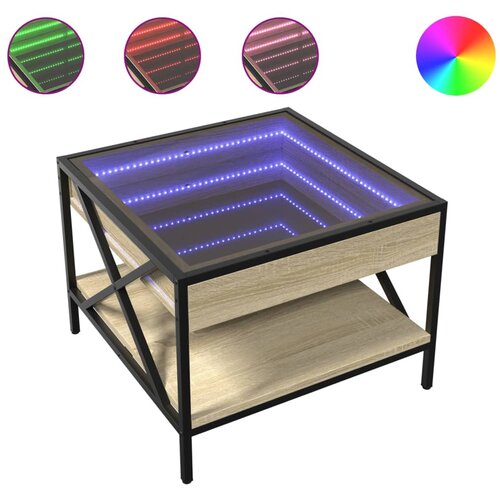  Stolić s beskonačnim LED svjetlima boja hrasta 50x50x38 cm Slike