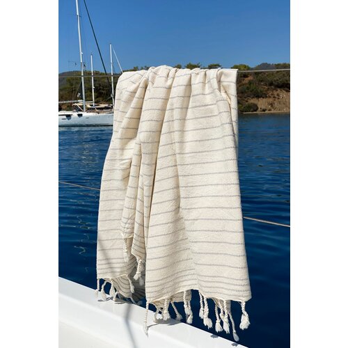 capri - grey greycream fouta (beach towel) Slike