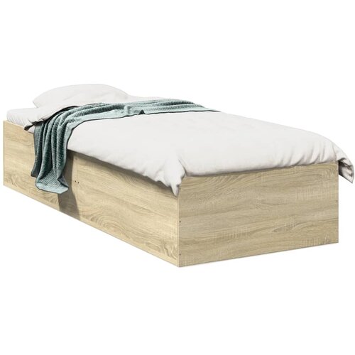 VidaXL Posteljni okvir sonoma hrast 75x190 cm inženirski les Slike