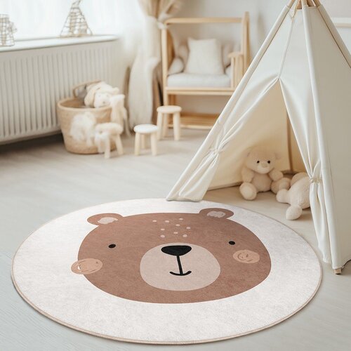 Mila Home Smeđi/krem periv dječji tepih &amp;oslash;100 cm Teddy Bear &amp;ndash; Slike