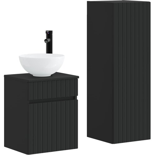  Set namje&amp;scaron;taja za kupaonicu 2 kom. Crna 33 x 34,5 x 100 cm Slike