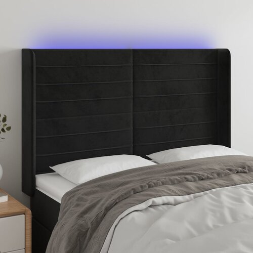 The Living Store led posteljno vzglavje črno 147x16x118/128 cm žamet - led vzglavje, (21418889) Slike