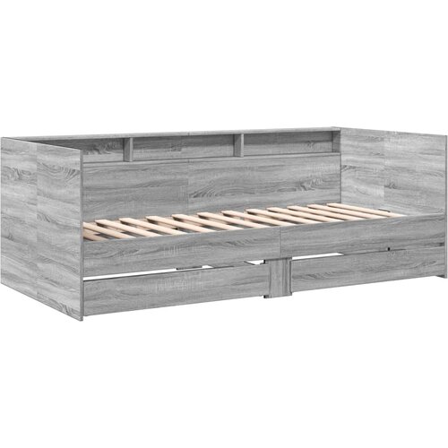  Dnevni krevet s ladicama bez madraca siva boja hrasta 90x190 cm Slike