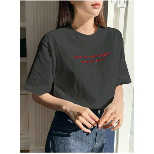 K&H TWENTY-ONE Women's Smoked Zero In Your Target Printed Oversized T-Shirt