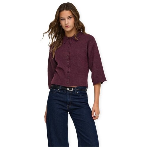 Only Telovniki &amp;amp; Jope Macey Cardigan - Fig/Melange Bordo Slike