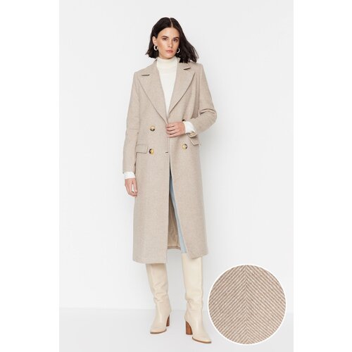Trendyol Brown Contrast Button Detailed Stamp Coat Cene