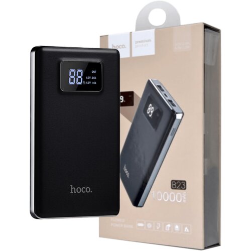 hoco. Punjač prijenosni za mobitele, 10000 mAh, 1 A/2.0 A, display, B23 Flowed Power Bank, Crni Cijene