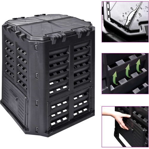 vidaXL Vrtni kompostnik črn 68,9x68,9x83,9 cm 360 L, (20980907) Cene