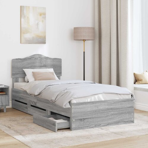  Krevetna konstrukcija Siva Sonoma 100 x 200 cm Inženjersko Drvo 206 x 102 x 90 cm Slike