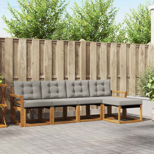  Set vanjskih sofa 5 kom. Prirodna i svijetlo siva Smeđa 253 x 122,5 x 73 cm Slike