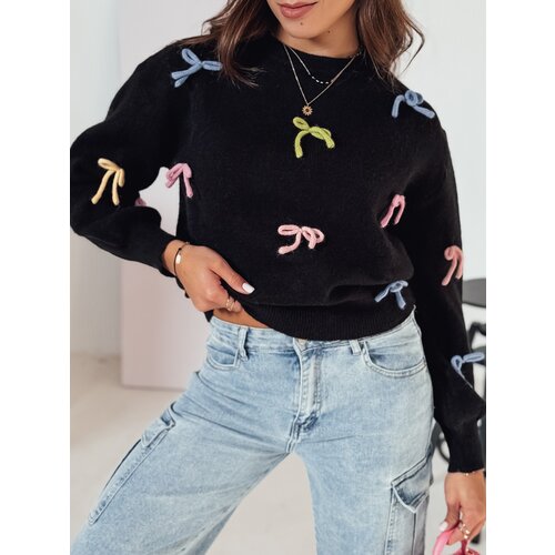 DStreet Sweter damski oversize TIELUSH w małe koakrdki czarny Cene