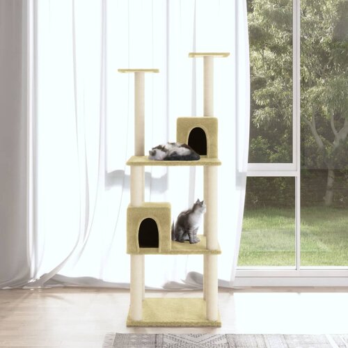 VidaXL Mačje drevo s praskalniki iz sisala krem 141 cm Slike