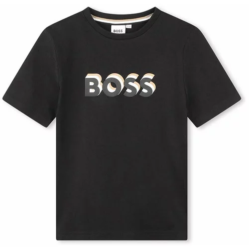 Boss Otroška bombažna kratka majica črna barva