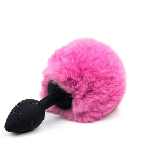 Afterdark Butt Plug with Pompon Black/Pink Size S