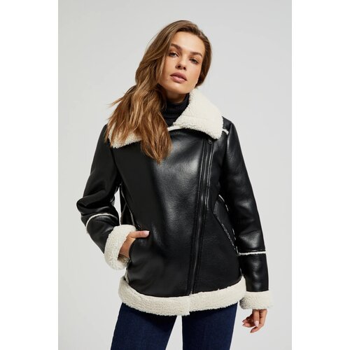 Moodo Women&amp;#039;s jacket made of artificial sheepskin - black Slike