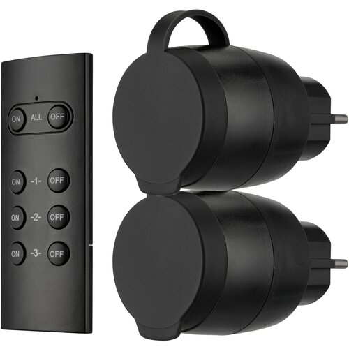 REV funkschalt-set IP44 Mini2+1 sw 0085600503 brezžično stikalo\, komplet 3-delni na prostem 3680 w, (20641480) Slike