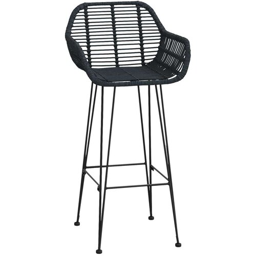 Barski stolac 2 pcs Crna 55 x 52 x 92 cm Ratan i čelik Slike