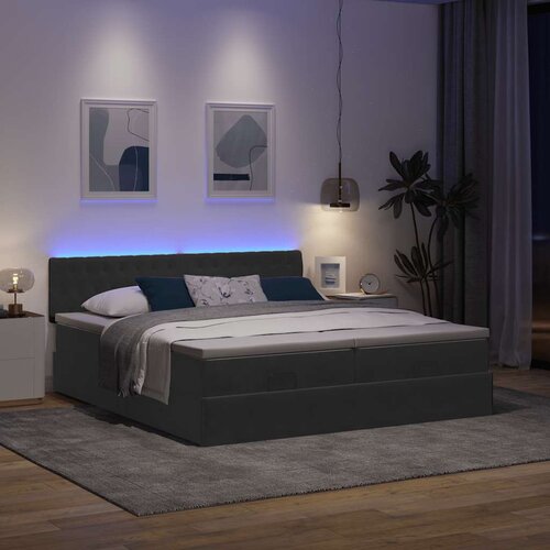 VidaXL Otomanski posteljni okvir z vzmetnicami črn 180x200cm žamet Slike