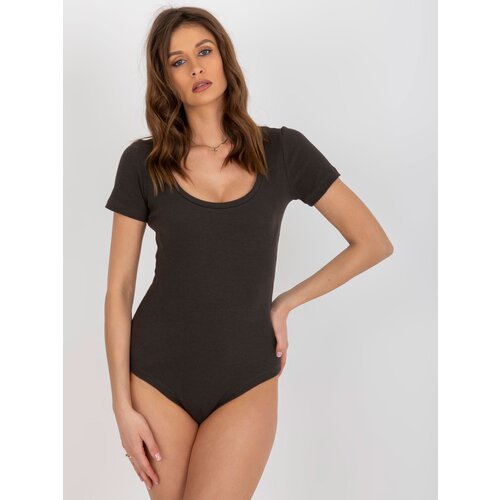 Fashion Hunters Basic khaki striped cotton bodysuit Slike