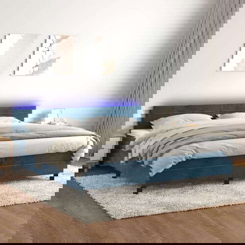  Box spring s madracem LED tamnoplavi 200x200 cm baršun Cene