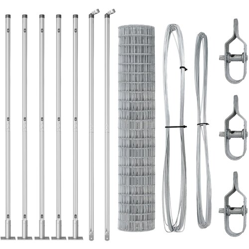 vidaXL Euro ograja z 7 flanšastimi stebri 1.6x10 m Galvanizirano jeklo Cene
