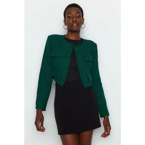 Trendyol Emerald Green Tweed Jacket