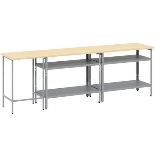 Set radnog stola 3 pcs Bež i siva Čelik s prahom premazan Slike