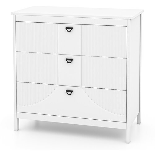Costway Lesena bela komoda Sodobna kredenca s 3 predali, (5000151893) Slike