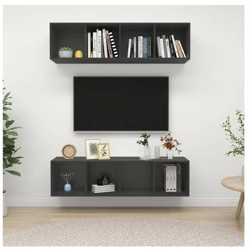  Stenske TV omarice 2 kosa sive barve iverna plošča