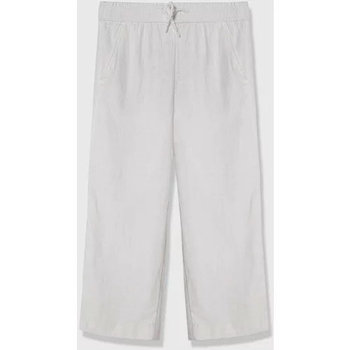 Abercrombie & Fitch Otroške lanene hlače bela barva