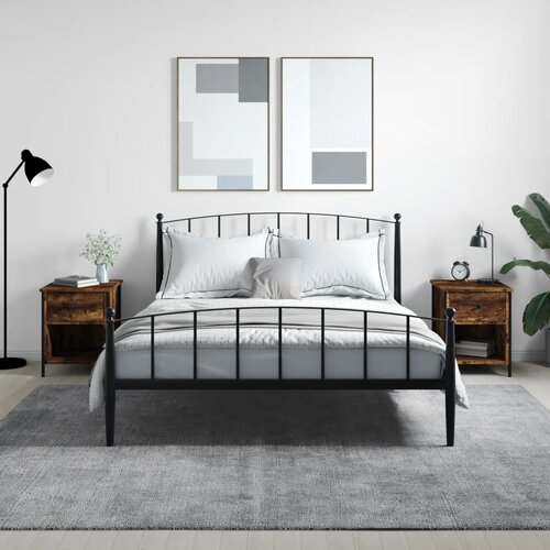 VidaXL Nočna omarica 2 kosa dimljen hrast 40x42x50 cm inženirski les Slike