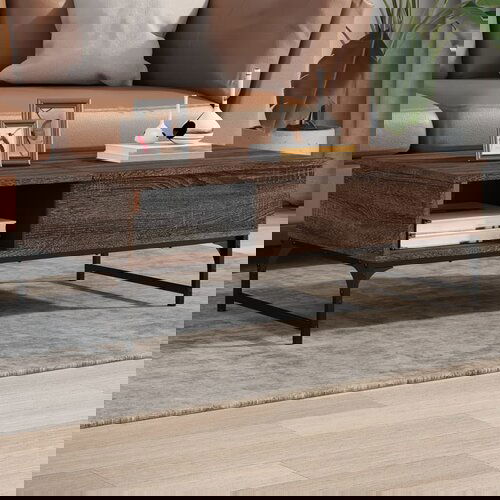 vidaXL Stolić za kavu boja hrasta 100 x 50 x 35 cm od drva i metala Cene