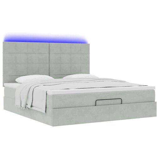 VidaXL Okvir kreveta s madracima svijetlosivi 160x200cm bar&amp;scaron;unasti Slike