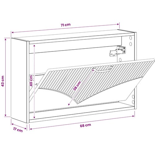 Ormar za cipele na zidu HOORN 71 x 17 x 43 cm Konstruirano drvo Slike
