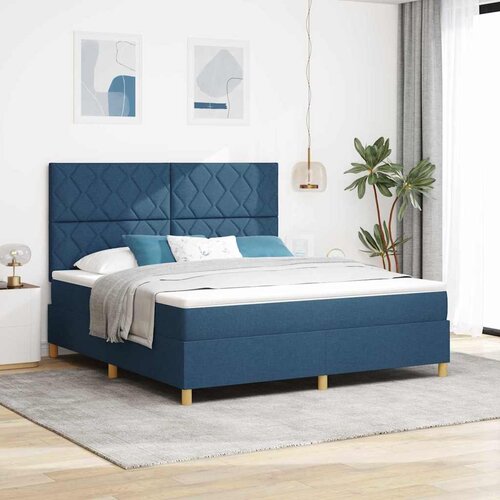  LED Box Spring Krevet s uzglavljem Plava 180 x 200 cm tkanina Cijene