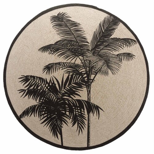 Douceur d intérieur Črna/bež pralna okrogla preproga ø 120 cm Tropic – Cene