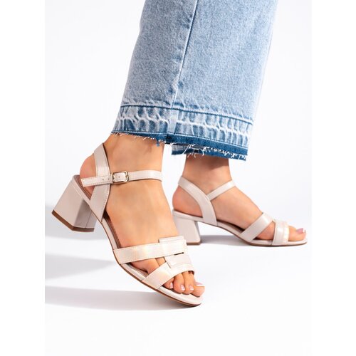 Sergio Leone Beige shimmering women&amp;#039;s sandals Slike