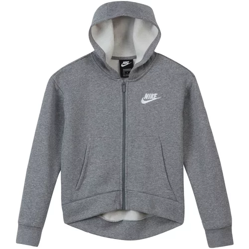 Nike Sportswear Jopa na zadrgo pegasto siva / bela