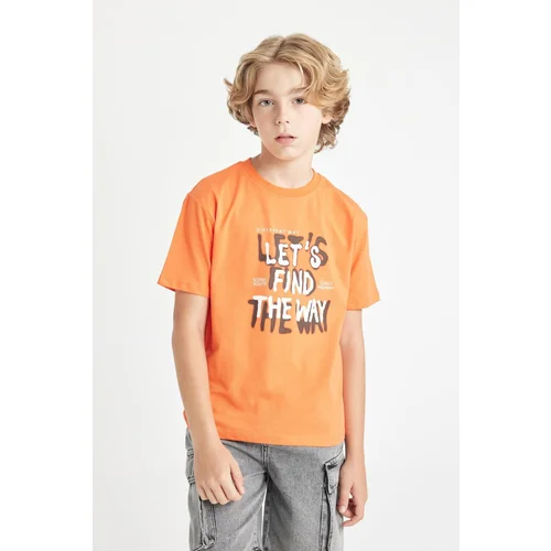 Defacto Boy's Crew Neck Printed Short Sleeve T-Shirt