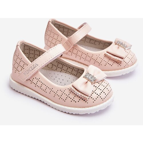 VINCEZA Children's Ballerinas With Velcro Bow Pink Halle Cene