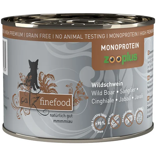 catz finefood Monoprotein zooplus 6 x 200 g - Divji prašič