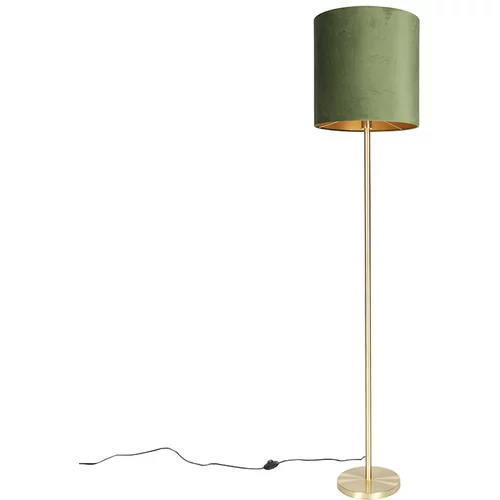 QAZQA Botanična talna svetilka medenina z zeleno senco 40 cm - Simplo